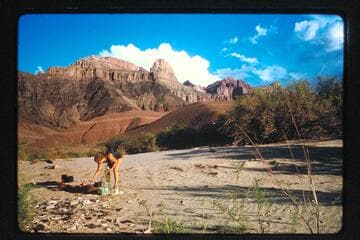 Robin Segerblom cooks in camp at Cardenas Creek