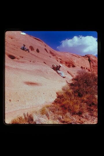 Tom Daly and Dock on trail into Anasazi Canyon