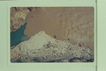 Pontoon and 10-man inflated boat at the mouth of Tapeats Creek