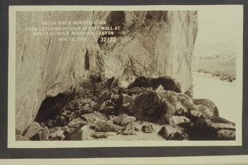Green River Investigation; from exterior of cave in left wall at mouth of Split Mountain Canyon