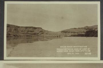 Green River Investigation; saddle between ends of loop of Horseshoe Bend from upstream