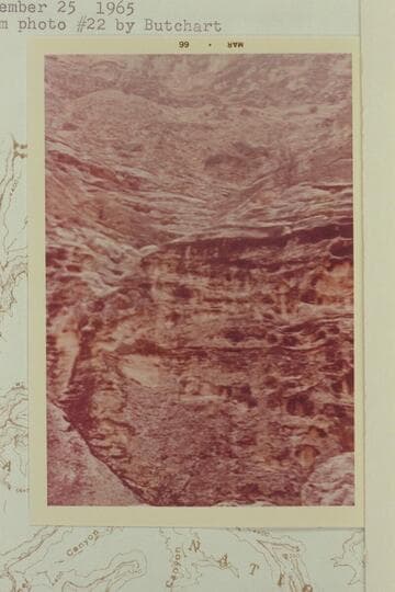 Route through upper Coconino from talus at south end of Driftwood Canyon