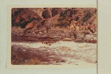 Deck-Boat continues the run of Vulcan Rapid remaining, bow-on, after superstructure had let go and motors died in the first hole.The major water is astern.Jim-Bob Rowland is at wheel.Dock Marston is piloting.Jim Jordan and Shell Wimpfen at  the stern