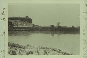 LaSalle Mountains from Green River.  Brown-Stanton party