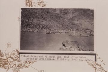 U. S. Geological Survey boats at lower end of Rapid 329, Mile 198