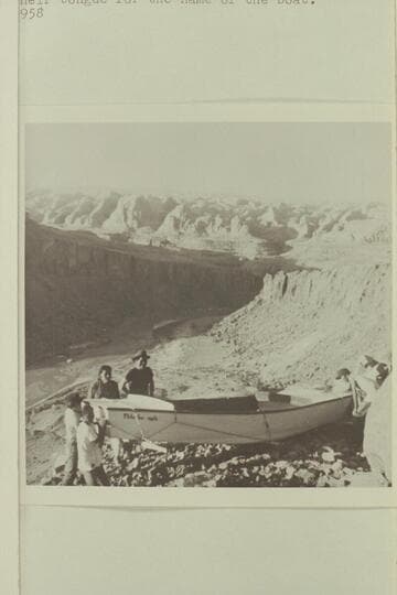 Navajo men taking the punt THLO BE NAH down Trail Canyon to the San Juan River