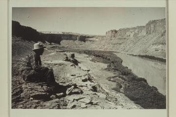 Masland at the upriver side of the mouth of Horsethief Canyon and looking up Labyrinth Canyon