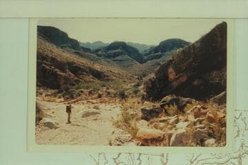Open canyon toward southwest in Granite Park Canyon below the narrow Redwall gorges