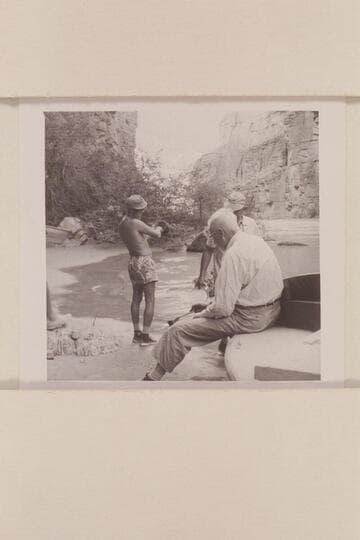The dishes require attention; camp on right bank below mouth of Supai.  Ballard provides some finishing touches, Joe concentrates on details and Rod is in back of Joe