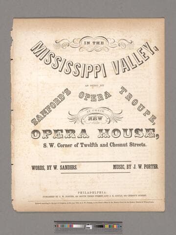 In the Mississippi Valley / written by W. Sanders ; music by J. W. Porter