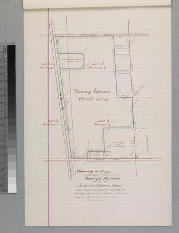 Map of the land belonging to George Palmer in the Temple & Gibson Tract