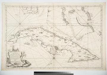 Carte Réduite de l'Isla de Cube Dréssée au Dépot des Cartes et Plans de la Marine Pour le Service des Vaisseaux du Roy Par ordre de Mle. Duc de Choiseul Colonel général des Suisses et Grisons, Ministre de la Guerre et de la Marine. Par le S. Bellin Inginieur de la Marine et du Dépost des Plans, Censeur Roal de l'Acadamie de Marine et de la Societé Royale de Londres. M.DCC.LXII. [1762]