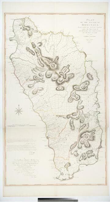 Plan of the Island of Dominica Laid down by Actual Survey under the Direction of the Honorable the Commissioners for the Sale of Lands in the Ceded Island by John Byers Chief Surveyor 1776. J Bayly Sculp London