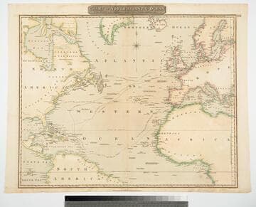 Chart of North Atlantic Ocean with tracks of the Shipping to West Indies, North America &c