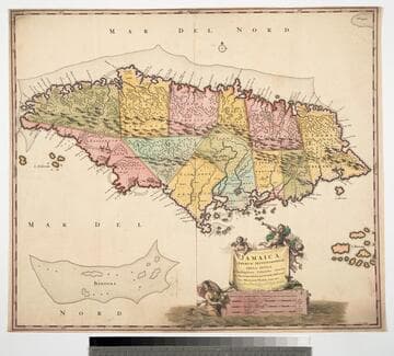 Jamaica : Americae Septentrionalis ampla. insula ; a Christophoro Columbo detecta, in suas gubernationes peraccurate distincta / per Nicolaum Visser Amst. Bat. cum Privilo. Ordinm. Generalm. Belgii Faederati