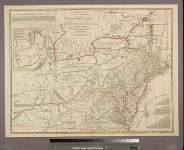 Bowles's new one-sheet map of the Independent States of Virginia, Maryland, Delaware, Pensylvania, New Jersey, New York, Connecticut, Rhode Island &c.; comprehending also the habitations & hunting countries of the Confederate Indians / by Lewis Evans. Printed for the Proprietors Bowles & Carver, No. 69 in St. Pauls Church Yard, London