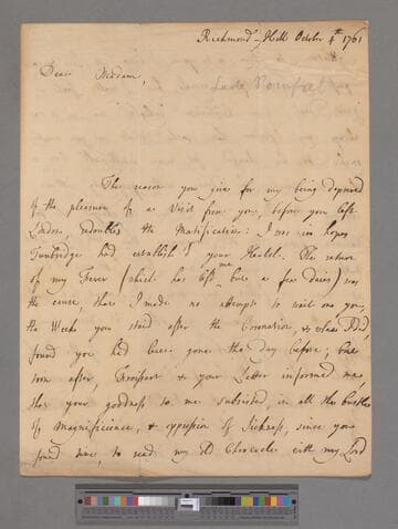 Fermor, Henrietta Louisa (Jeffreys), Countess of Pomfret. Letter to Elizabeth (Robinson) Montagu