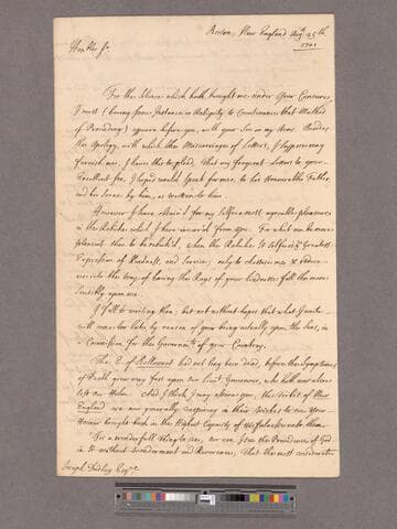 Mather, Cotton. Letter to Joseph Dudley