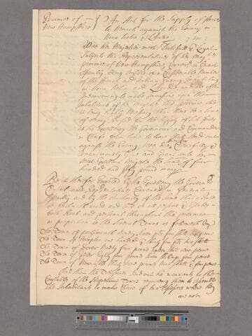 New Hampshire. General Assembly. An Act of the Supply of Forces to march against the Enemy in Nova Scotia & L'Acadie