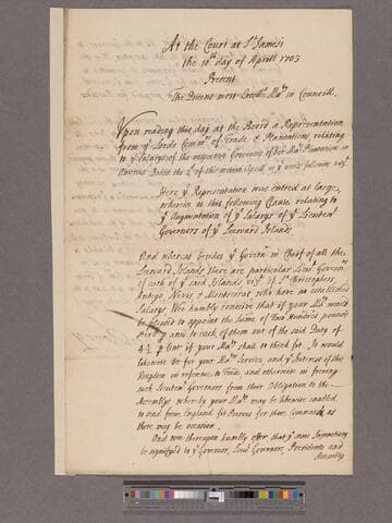 Great Britain. Privy Council. To the Board of Trade : Order relating to the Governor's salaries in the West Indies
