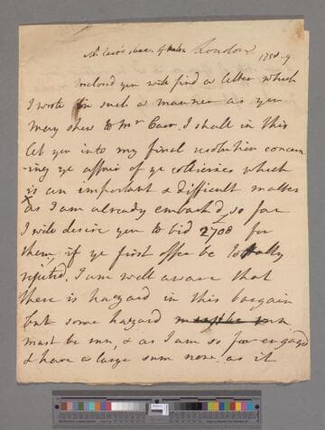 Montagu, Elizabeth (Robinson). Letter to [unknown addressee]