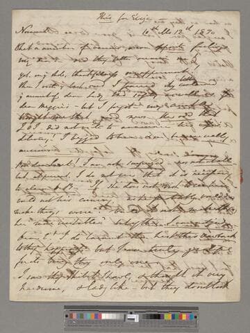 Opie, Amelia (Alderson).  Letter to Eliza (Alderson) Briggs & Henry Perronet Briggs