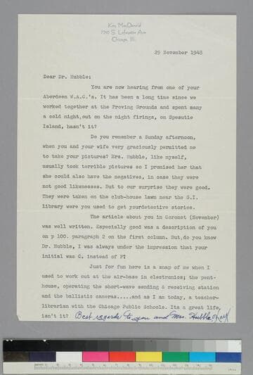 Kay MacDonald, who worked with EPH in Aberdeen as a WAC, writes to EPH