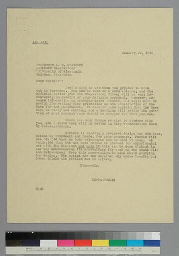 EPH writes to astronomer Albert Whitford