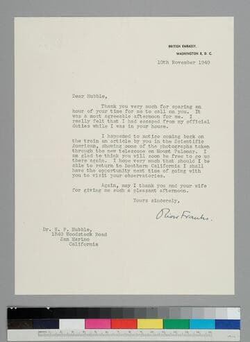 British Ambassador Oliver Franks writes to EPH