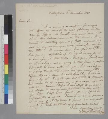 James Pleasants, Washington, D.C., letter to Thomas Jefferson