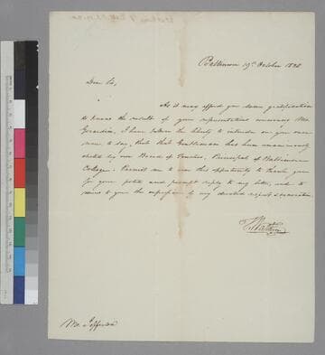 Tobias Watkins, Baltimore, letter to Thomas Jefferson