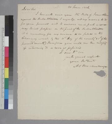 Arthur S. Brockenbrough letter to Thomas Jefferson, Monticello