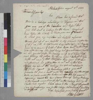 Jonas Gleason, Philadelphia, letter to Thomas Jefferson, Monticello