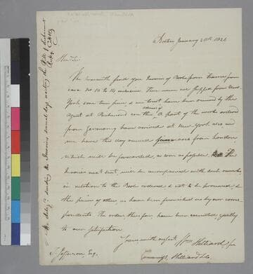 William Hilliard, Cummings, Hilliard & Co., Boston, letter to Thomas Jefferson