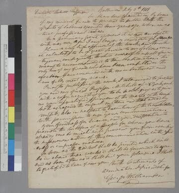 George Williamson, Baltimore, letter to Thomas Jefferson