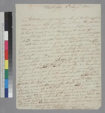 Thomas Munroe, Washington, D.C., letter to Thomas Jefferson