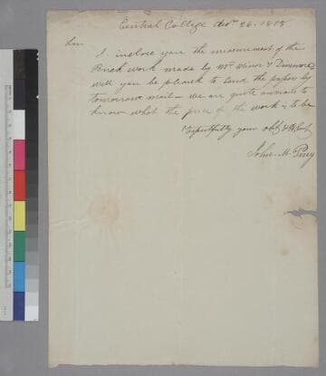 John M. Perry, Central College, letter to Thomas Jefferson, Monticello