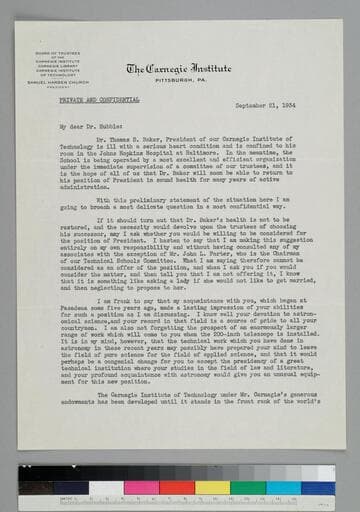 Samuel Harden Church writes to EPH