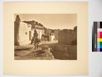 Hopiland. Arizona. A corner in the pueblo of Hano at the head of the First Mesa trail