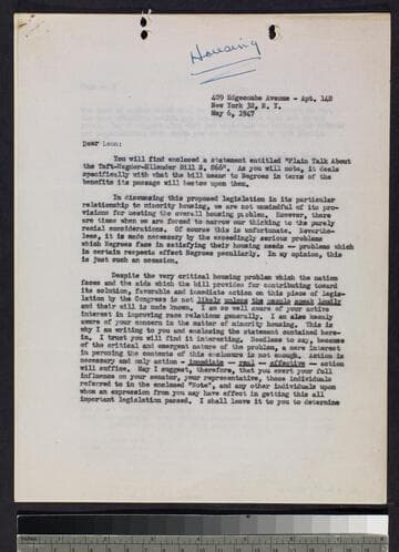 Letter and manuscript