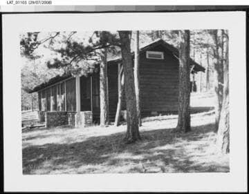Side view of Mary Lake cabin at Vermejo Ranch