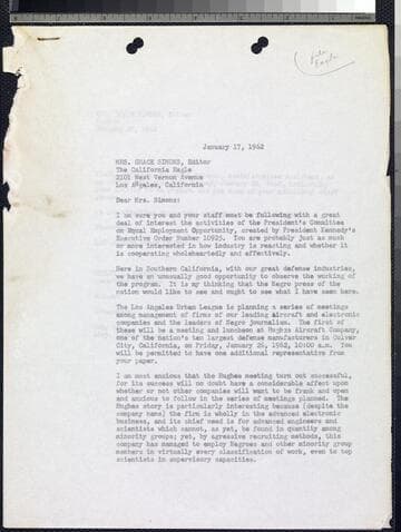 Letter by Wesley Brazier to Grace Simons