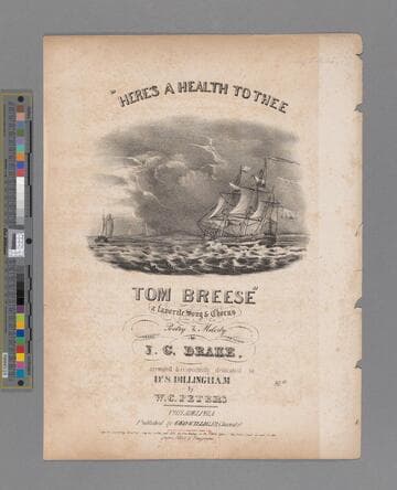 Here's a health to thee Tom Breese : a favorite song & chorus / poetry & melody by J. G. Drake ; arranged & respectfully dedicated to Dr. S. Dillingham by W. C. Peters