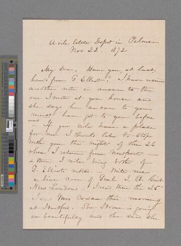 Stowe, Harriet Beecher. Letter to Annie Adams Fields