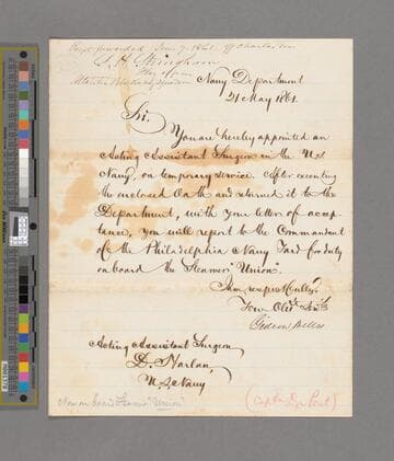 Welles, Gideon. Letter to George C. Harlan