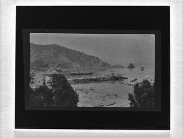 View of Avalon Bay with boats and dock, Catalina Island
