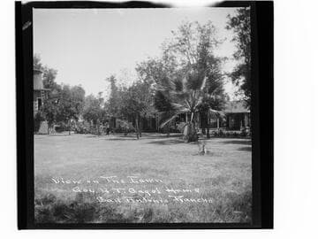 View on the lawn, Gov. H.T. Gage's home. San Antonio Rancho