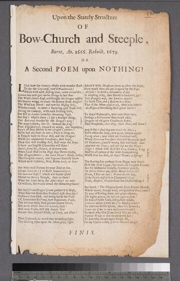 Upon the stately structure of Bow-Church and steeple, burnt, an. 1666. rebuilt, 1679. Or A second poem upon nothing!