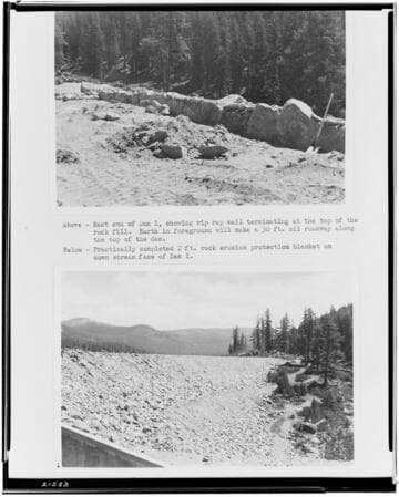 Big Creek, Huntington Lake Dams - Copy of report on Huntington Lake Dams by H. W. Dennis - page 9: Above