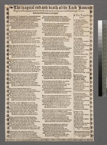 Regentis tragedie; The tragical end and death of the Lord Iames Regent of Scotland, lately set forth in Scottish, and printed at Edinburgh. 1570. And now partly turned in to English